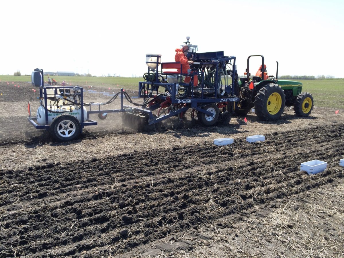 Tractor with sensors on field