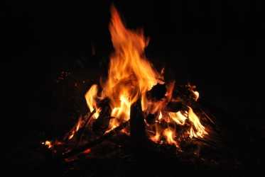 Image of a fire burning at night