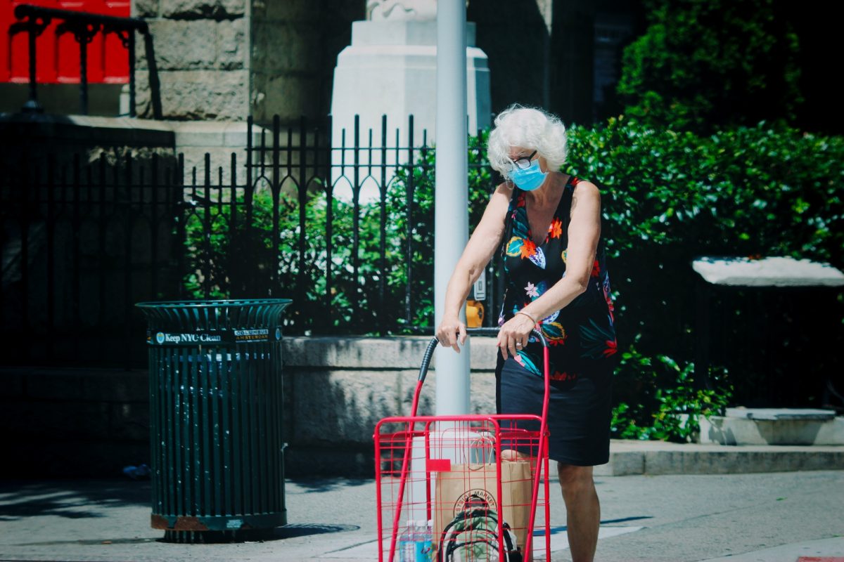 Elderly woman with walker