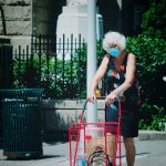 Elderly woman with walker