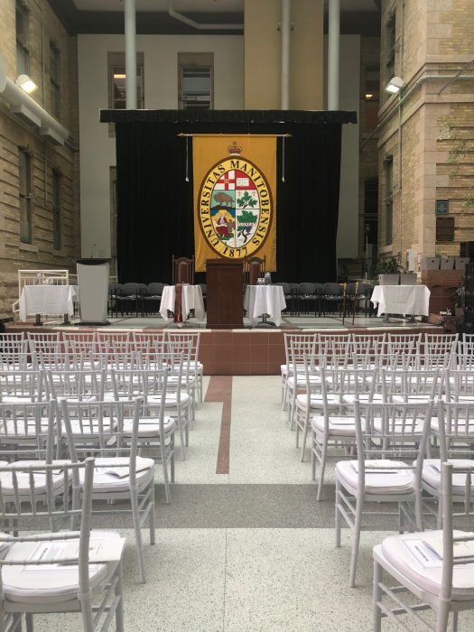 Convocation set up on the Bannatyne campus