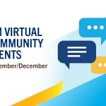 Graphic that says UM Virtual Community Events - November and December 2020.