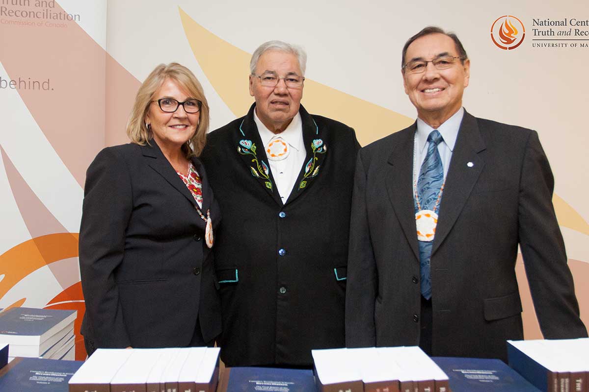 (L-R) Commissioners Marie Wilson, Justice Murray Sinclair and Chief Wilton Littlechild.