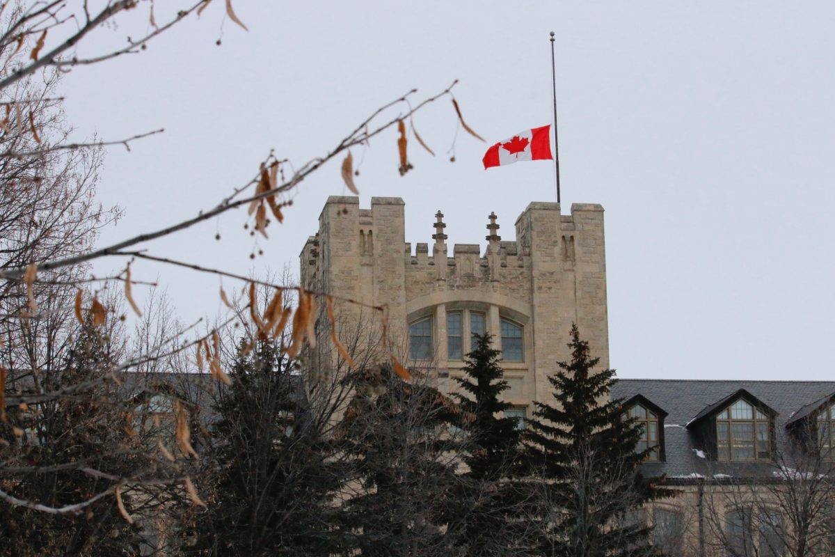 The Canadian Flag on the Tier building flies at half mast following the tragic events of flight PS752