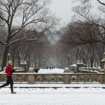 person jogging in the winter