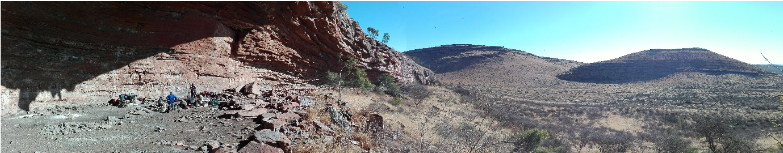 a panorama of the Ga-Mohana Hill North rock shelter at the edge of the Kalahari Desert in South Africa 