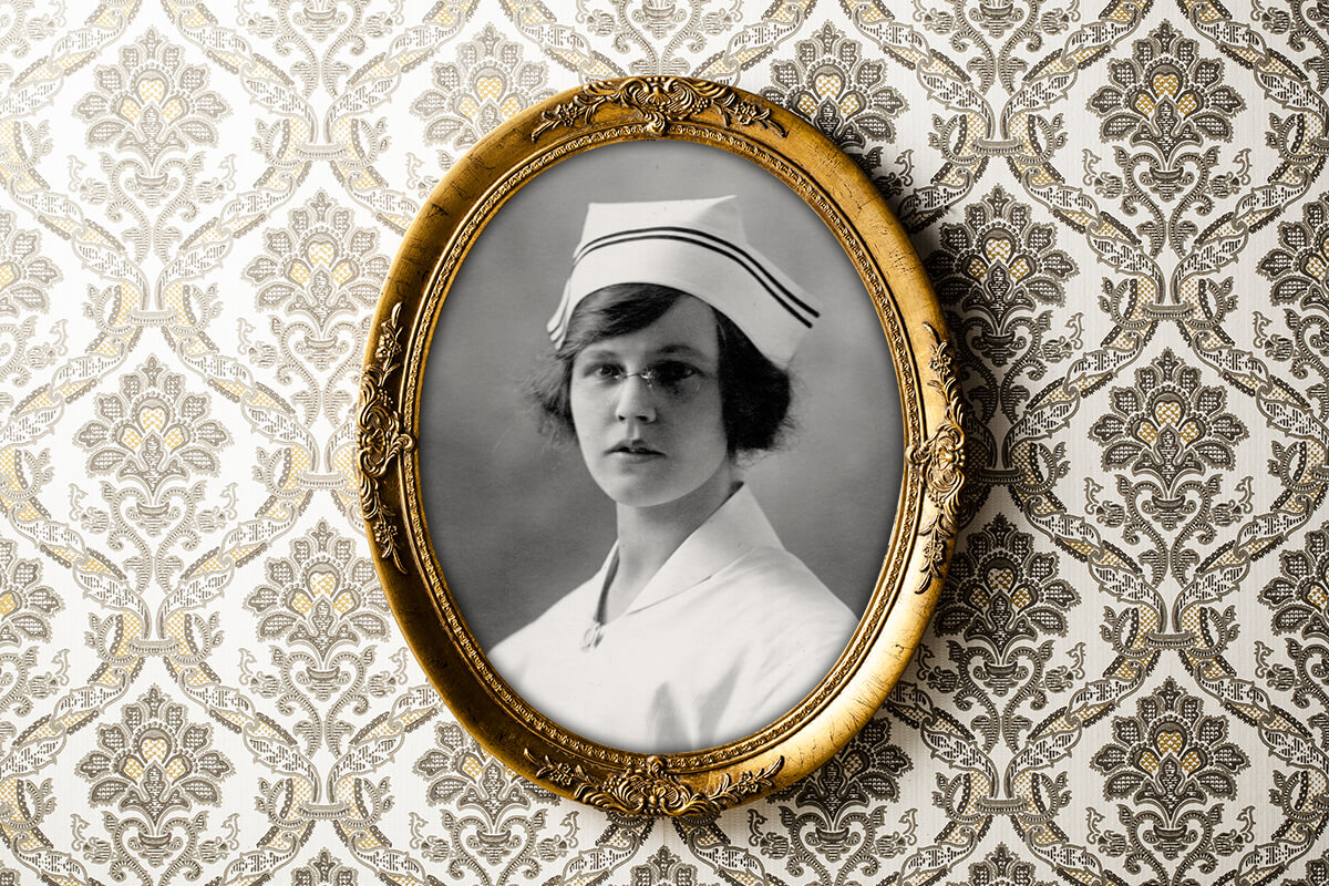 Evelina “Eva” Adams (née Sinclair, 1898–1990) was a twenty-year-old, newly-trained nurse at Neepawa when the flu arrived. Her 1982 autobiography recalled harrowing experiences that followed // Photo by Gerald R. Brown