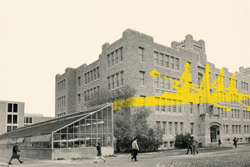 buller building, with a yellow illustrated boat superimposed on top