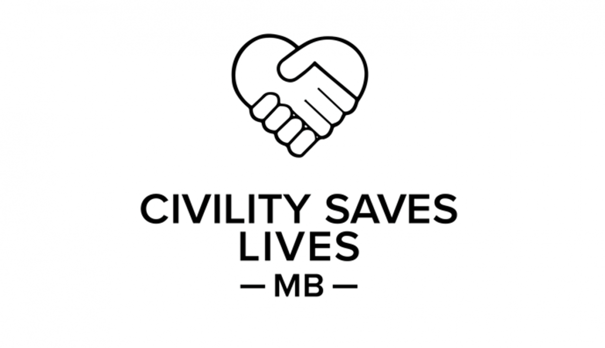 Civility Saves Lives logo, two hands shaking forms a heart.