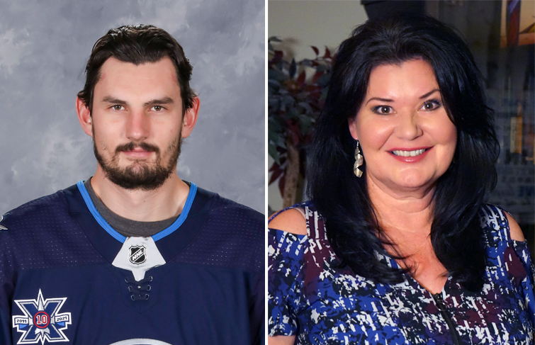 Headshots of Connor Hellebuyck and Melanie MacKinnon.