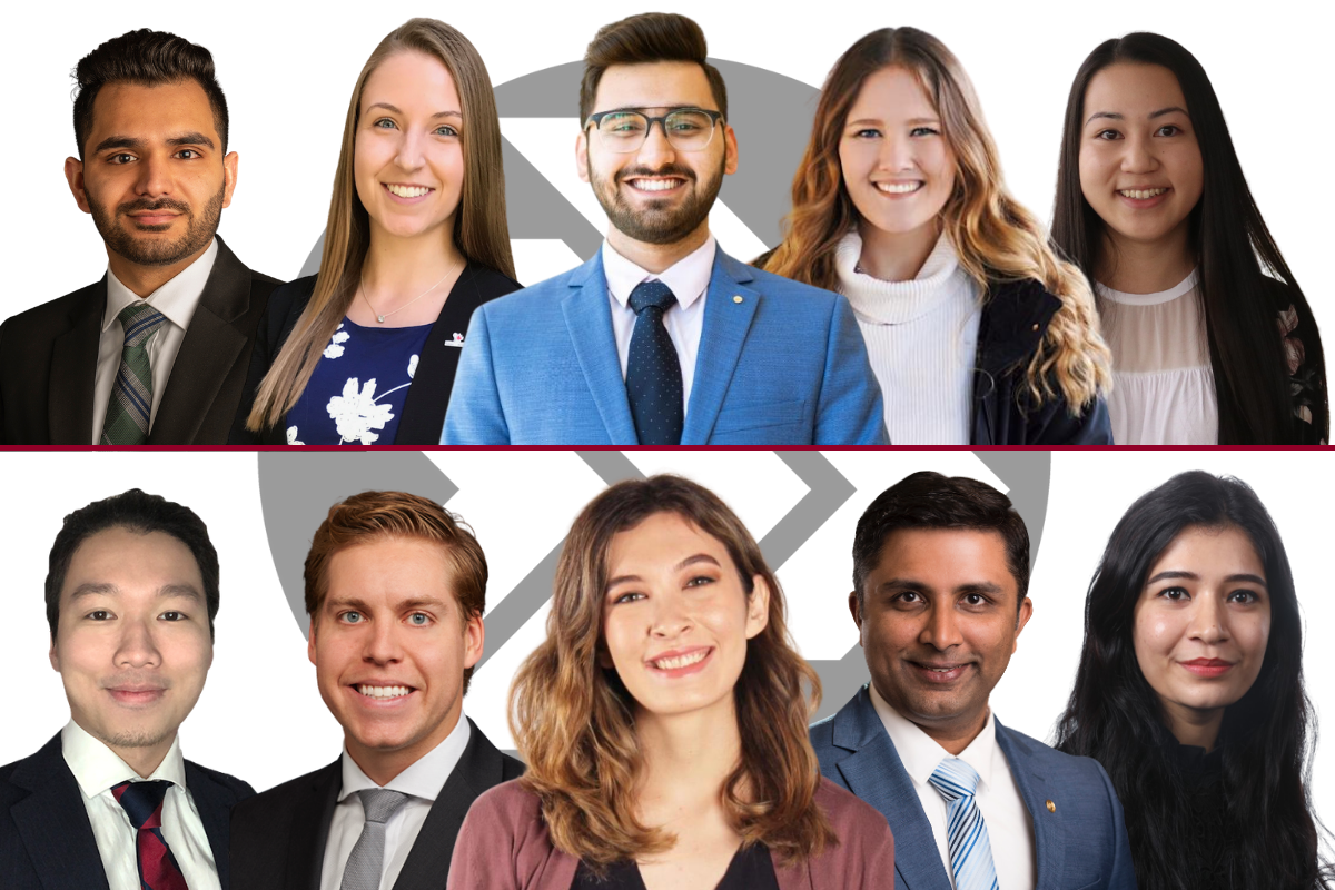 Lauren Slegers, Hayley Yamamoto, Sid Sharma, Tara Flatt and Gurkamaljeet Dhaliwal and Michael Kurtas, Shyam Moorthi and Dolly Taneja, and BComm students, Laura Mickey and James Pham