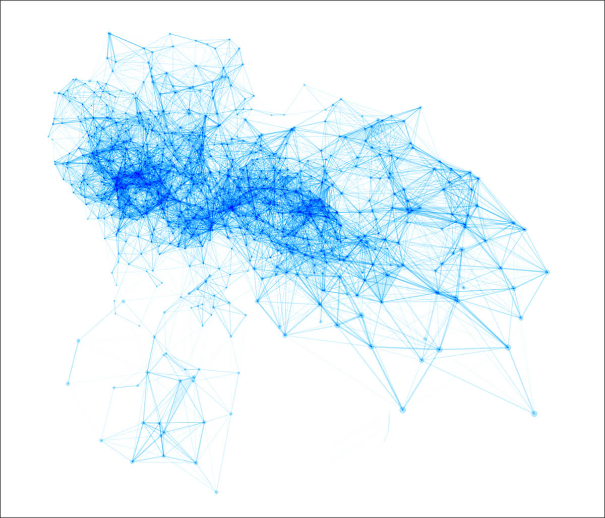 A visual representation of a network.