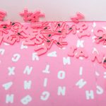 Alphabet letters in pink and white