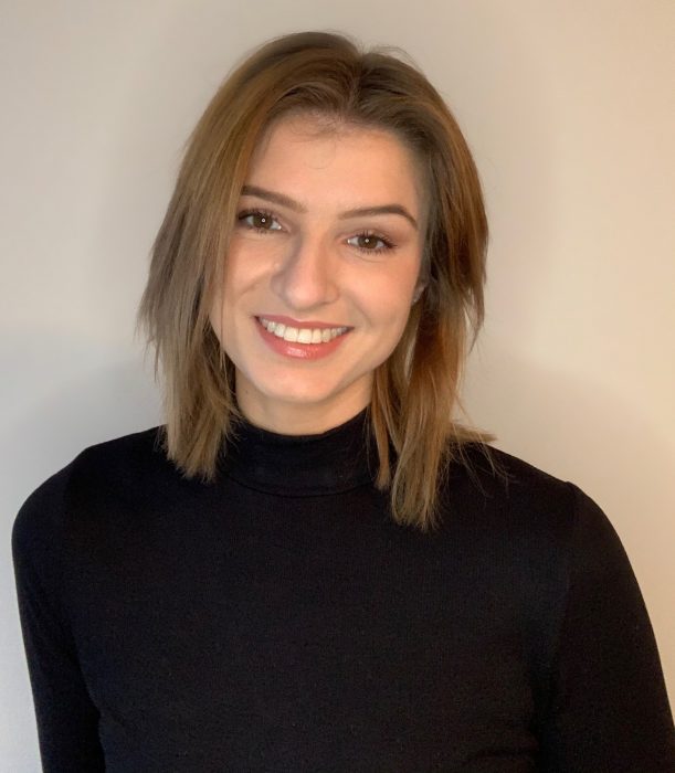 closeup of woman wearing black sweater