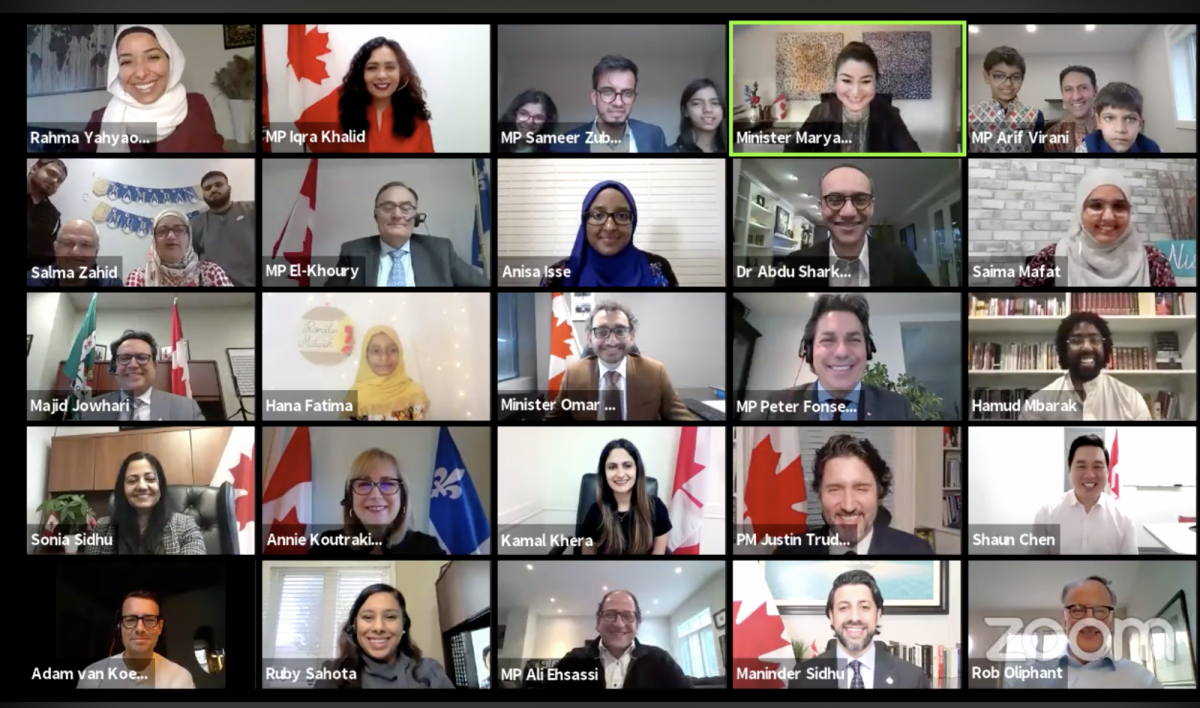 Screenshot of a virtual meeting of muslim members of Parliament in May 2021.