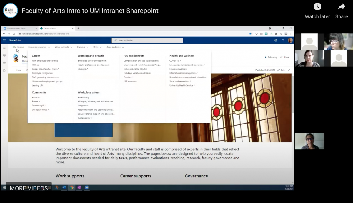 UM Intranet orientation tour screenshot