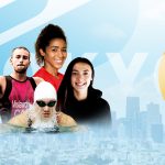 Graphic and collage of UM athletes going to Tokyo Olympic Games.