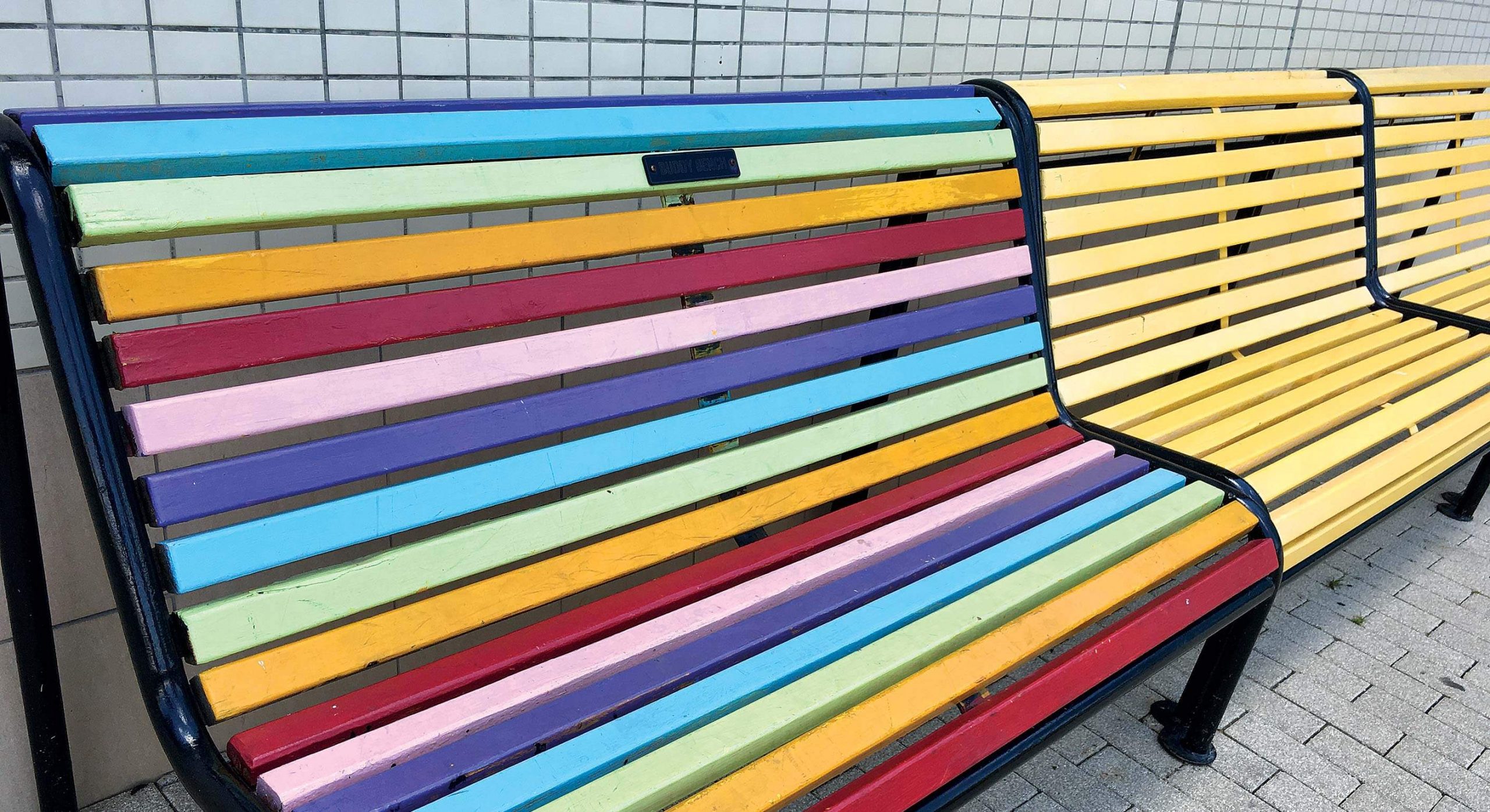 Buddy bench photo taken in Hong Kong.