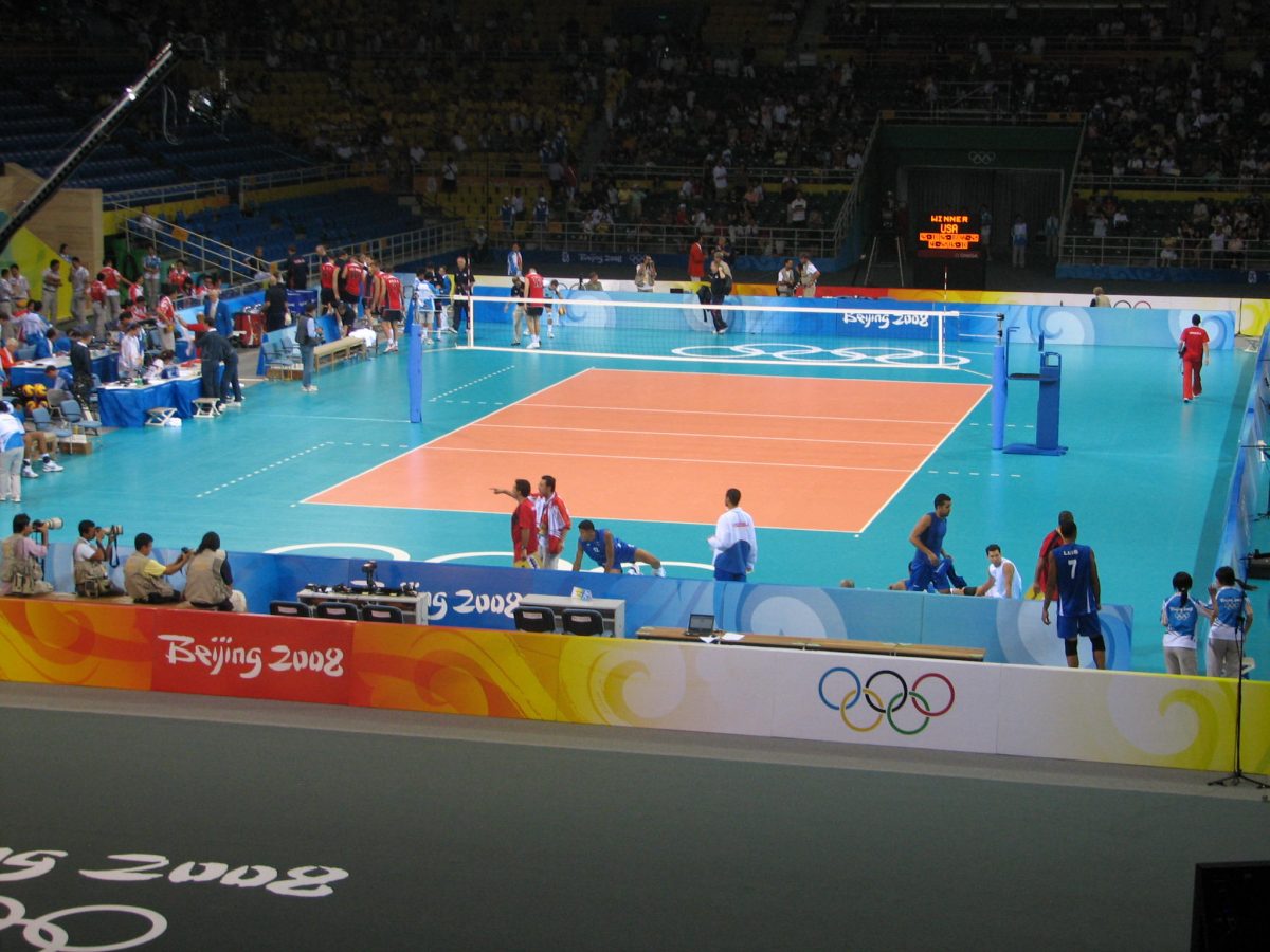Beijing 2008 men’s volleyball prelims, showing what a live spectator sees.