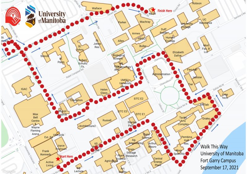 Map showing Walk This Way route for Sept. 17, 2021.