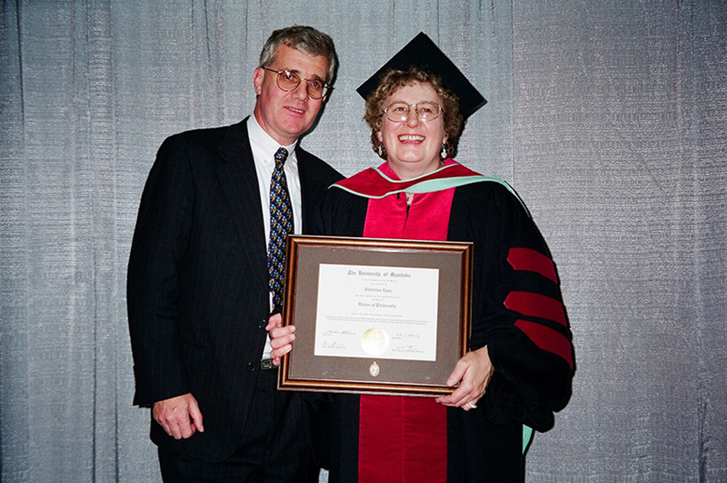 Michael and Christine Egan at her Ph.D. convocation 1999.