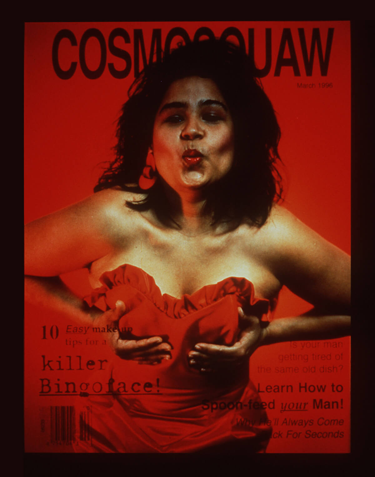 The artist poses on a parody cover of Cosmo magazine.