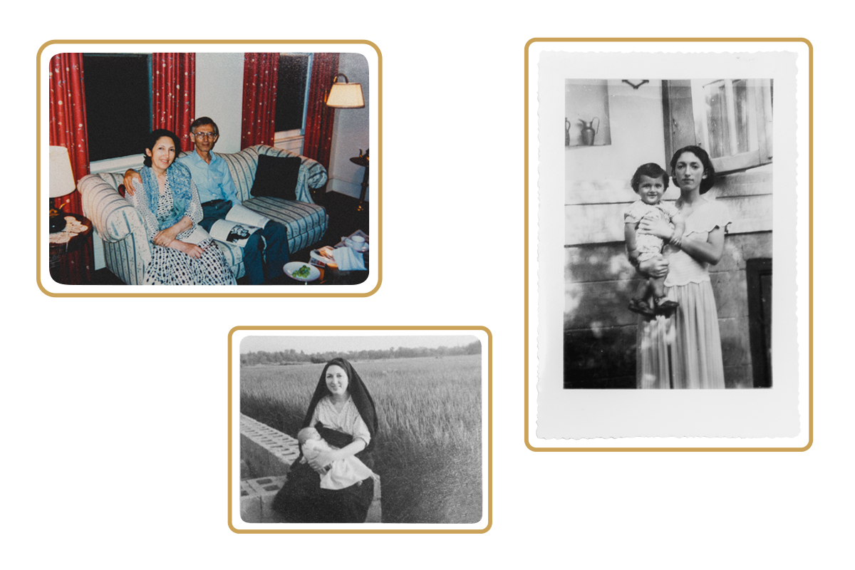 CLOCKWISE FROM LEFT: Zahra Moussavi’s parents; her mother, holding her brother; and holding her son