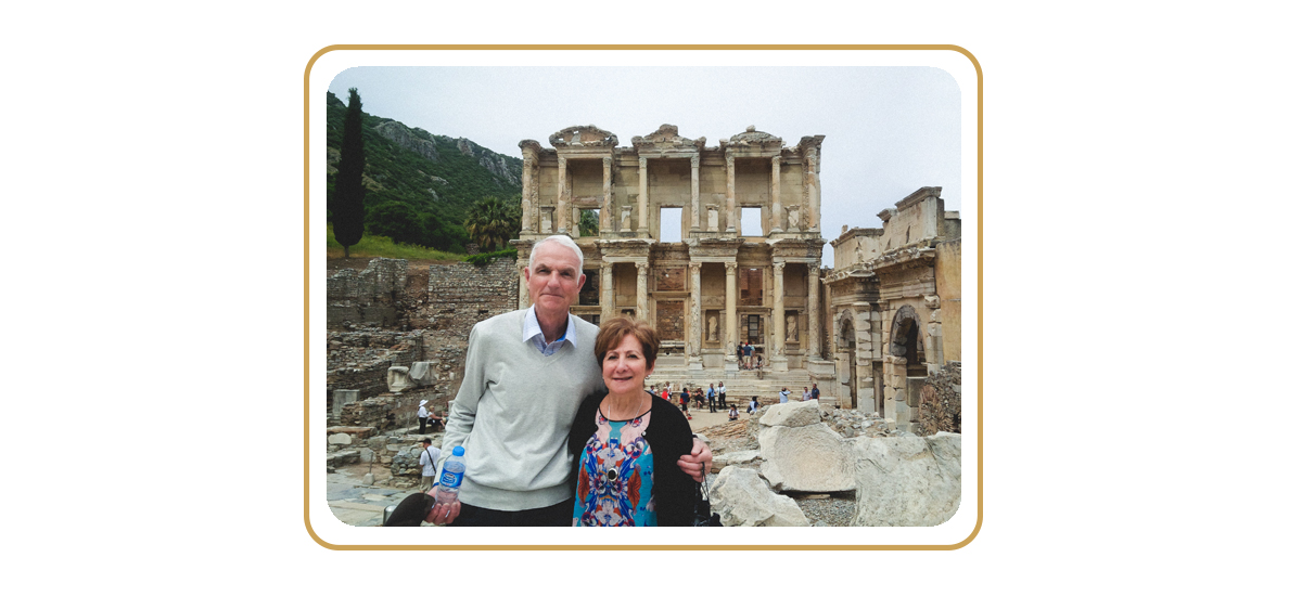 John and Nerina Robson in Turkey, during a stop on a 2018 cruise