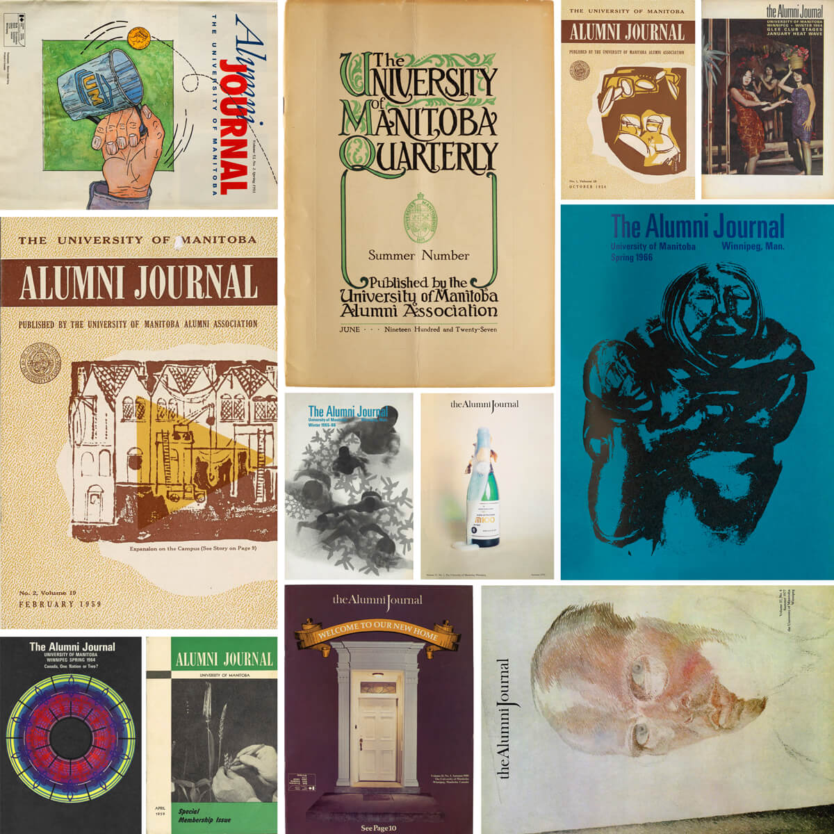 A scrapbook-style collection of snippets from the alumni journal.