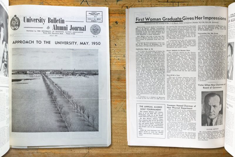 A snapshot of the two pages of the alumni journal.