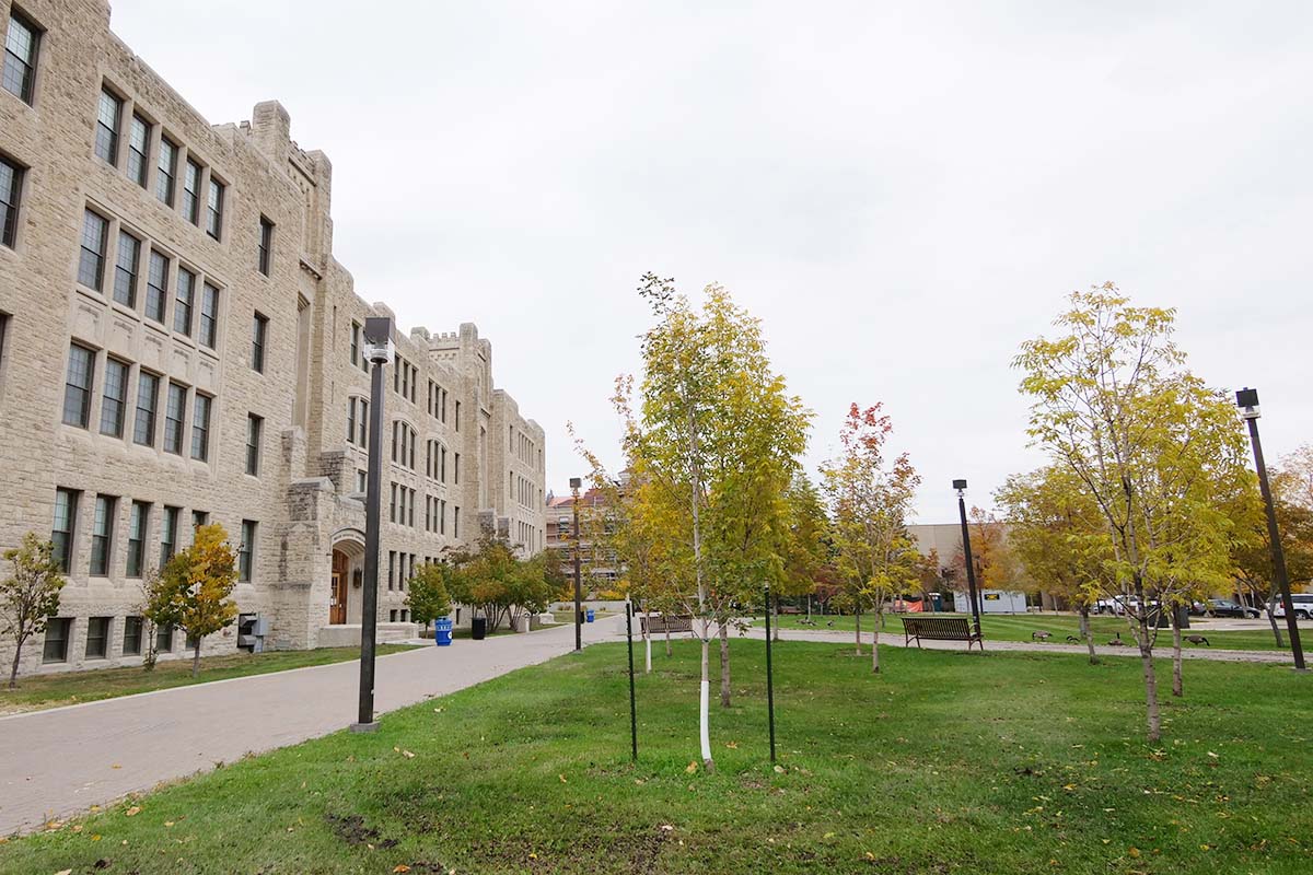 Buller building at Fort Garry campus in the fall.