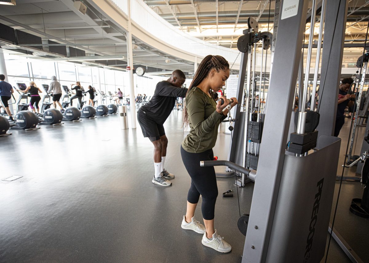 Students working out in active living centre