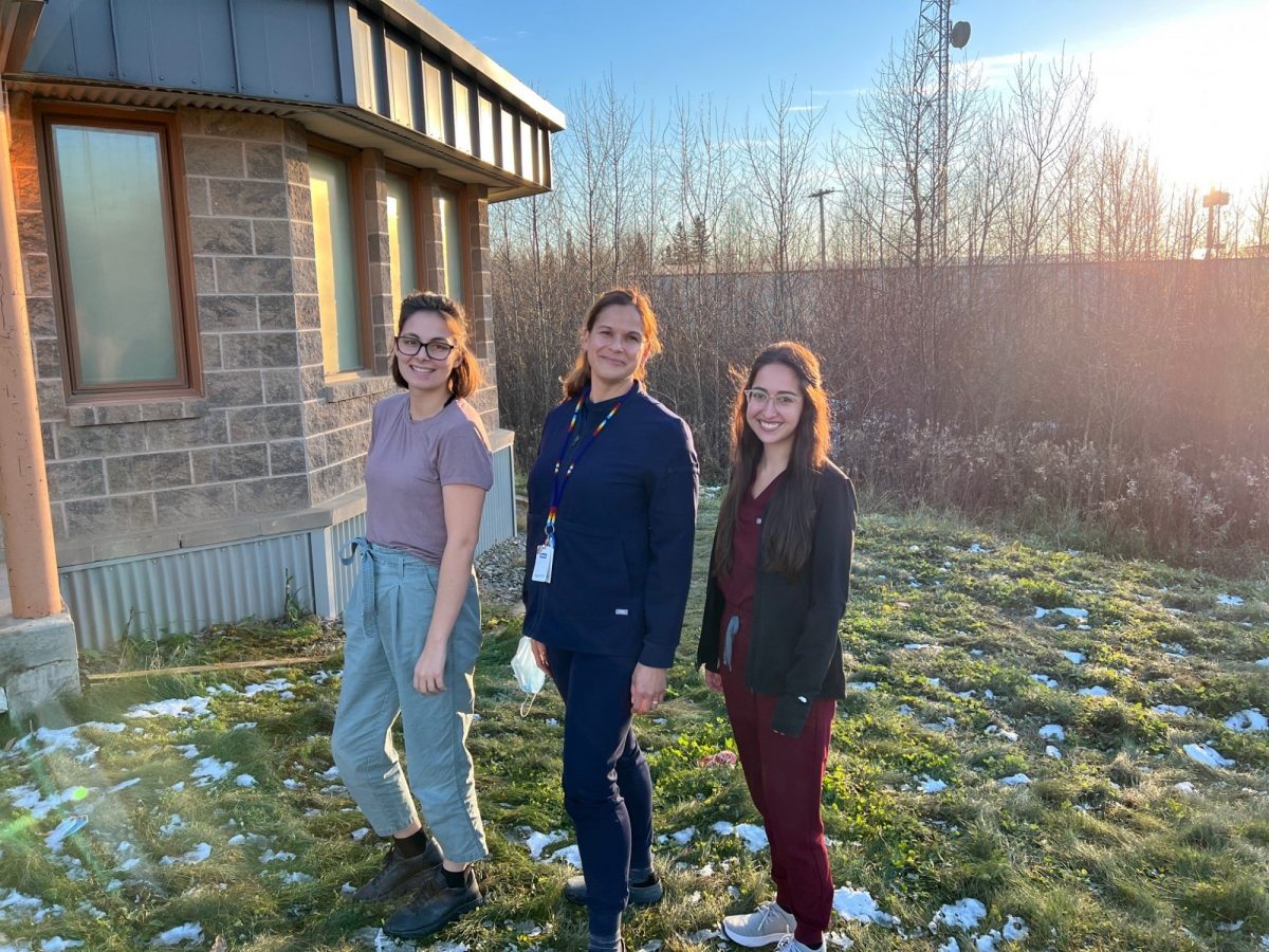From left to right, Jade Young, Sara Goulet and Carly McLellan outside in Garden Hill