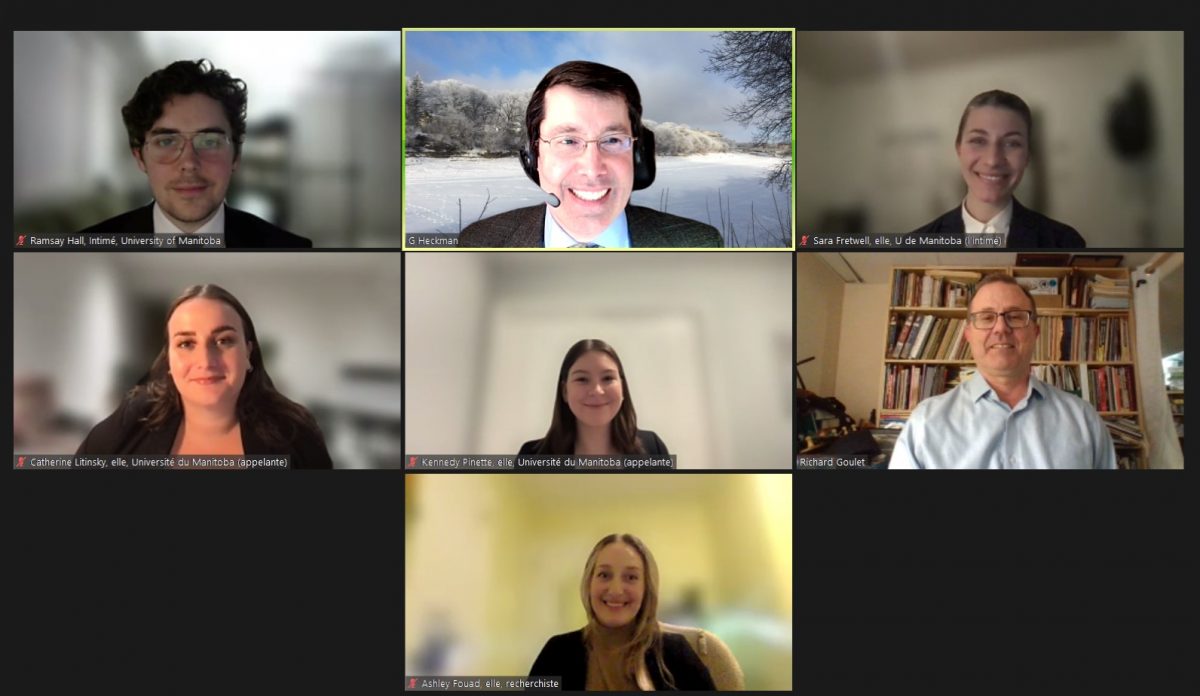 screen shot of Bastarache Moot team on a Zoom call