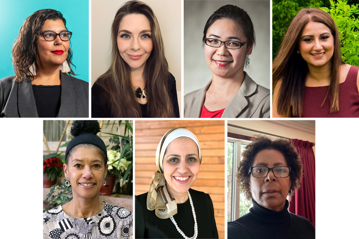 Seven headshots of Rady Faculty women leaders.