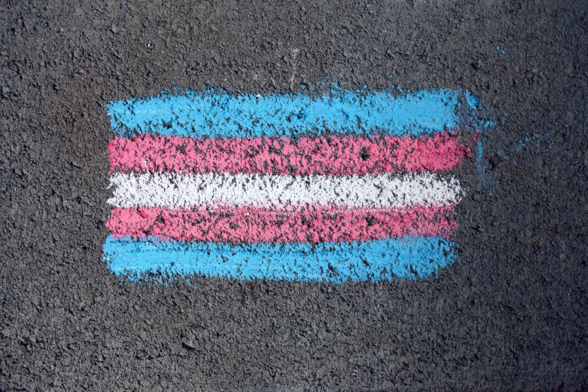 transgender flag drawn with chalk
