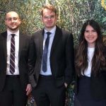 UM Law 2022 Davies Moot Competition team of 5 law students standing side by side.