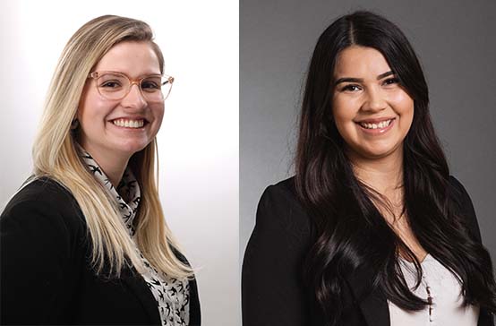 Headshots of two law students side-by-side Janelle Gobin and Taylor Antonchuk