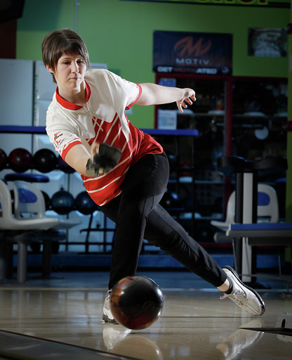 Marissa Naylor throws a bowling ball