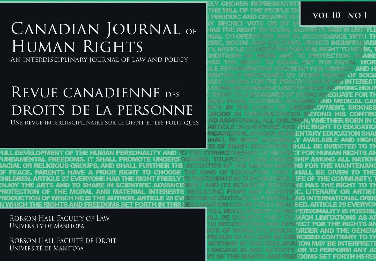 Canadian Journal of Human Rights celebrates publication of 10th anniversary edition
