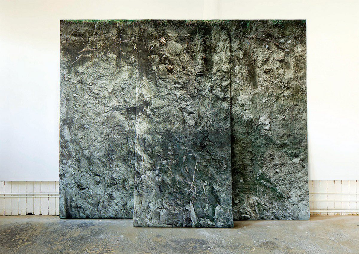 Landscape. Toner photographs printed on Tyvek, total size 9’x8’ (separated in 3 panels), 2011 Photo: Blaine Campbell