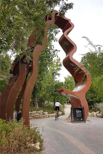A sculpture in a park.