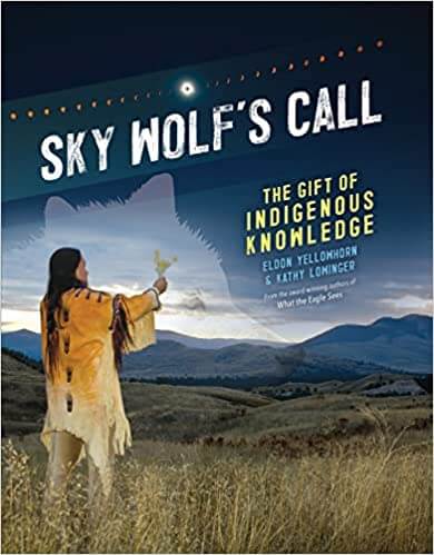 Front cover of Sky Wolf's Call with Indigenous man looking to the sky.