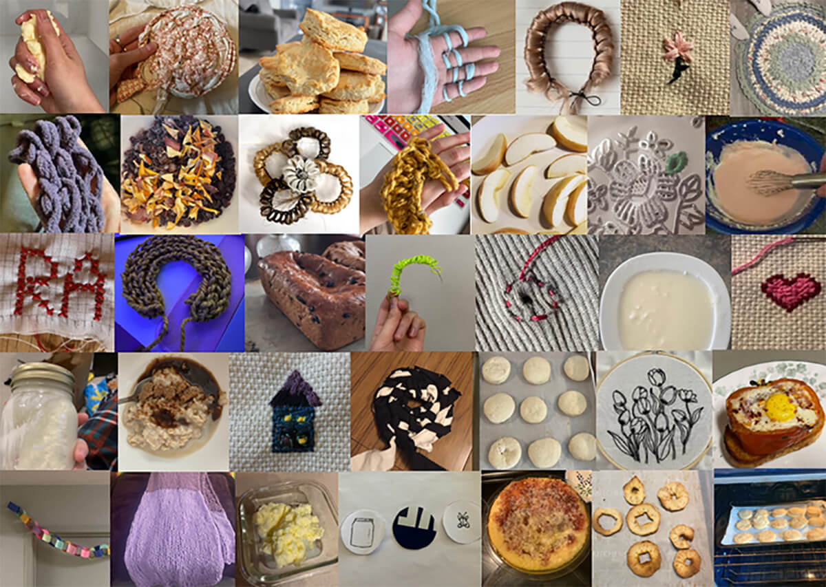 A mosaic grid collection of foods, crafts, and materials created as part of hands-on projects.