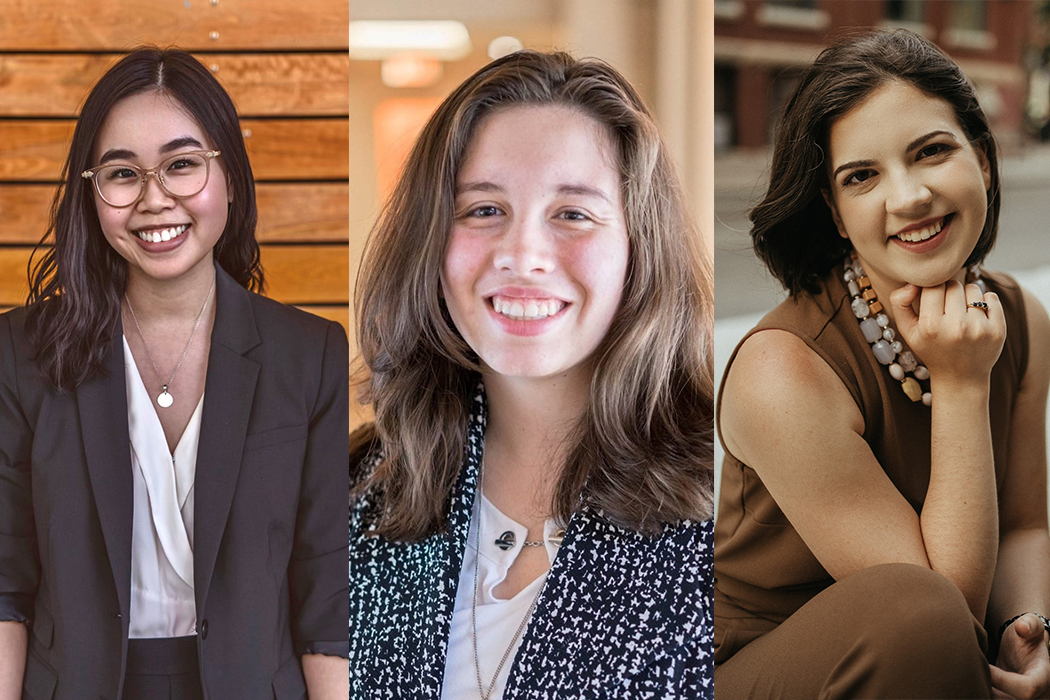 From left to right, Madison Wong, Christine Vaccaro and Marianna Pozdirca