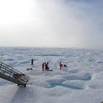 UM researchers working on the sea ice beside the CCGS Amundsen