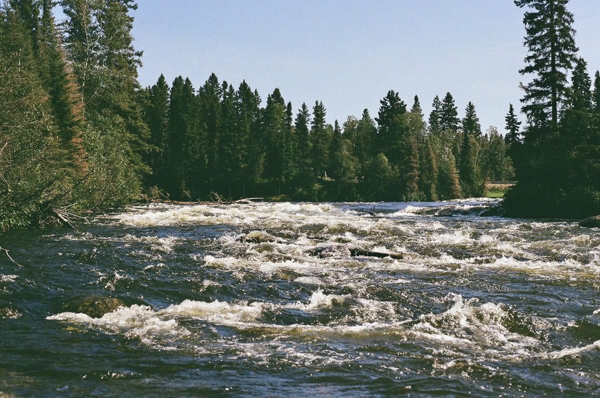 Wekusko Falls flowing through Northern Manitoba.