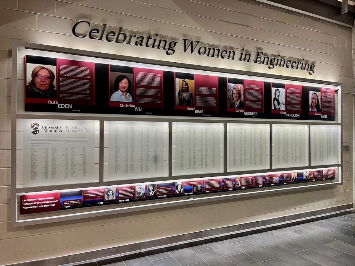 The Celebrating Women in Engineering Display inside the engineering complex atrium.
