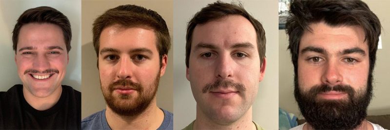 Law students Liam Menec, Benjamin Manness, Justin Paulic, and Connor Stewart grew moustaches for Men's health in Movember.