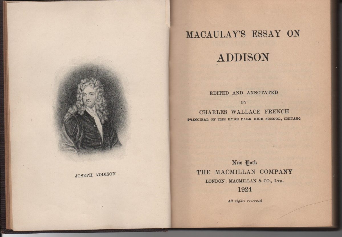 Macaulay’s Essay on Addison, a book owned by Marshall McLuhan